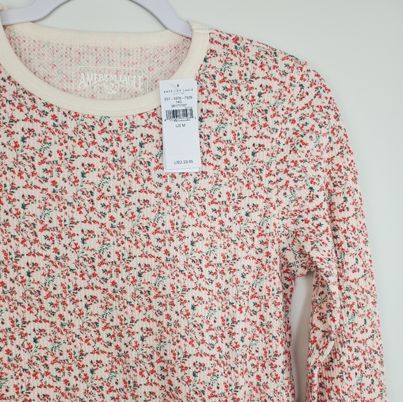 American Eagle Floral Long Sleeve Thermal Shirt - Picture 4 of 6